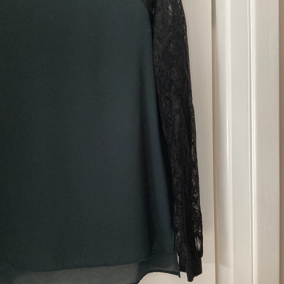 Ann Taylor LOFT Hunter Green with Black Long Sleeve Lace EUC size Small - Picture 4 of 8